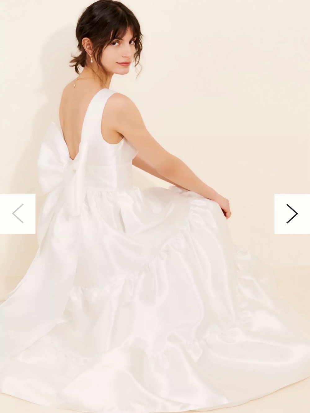 Hutch by Anthropologie White Satin Bow-Back Tiered Ball Gown